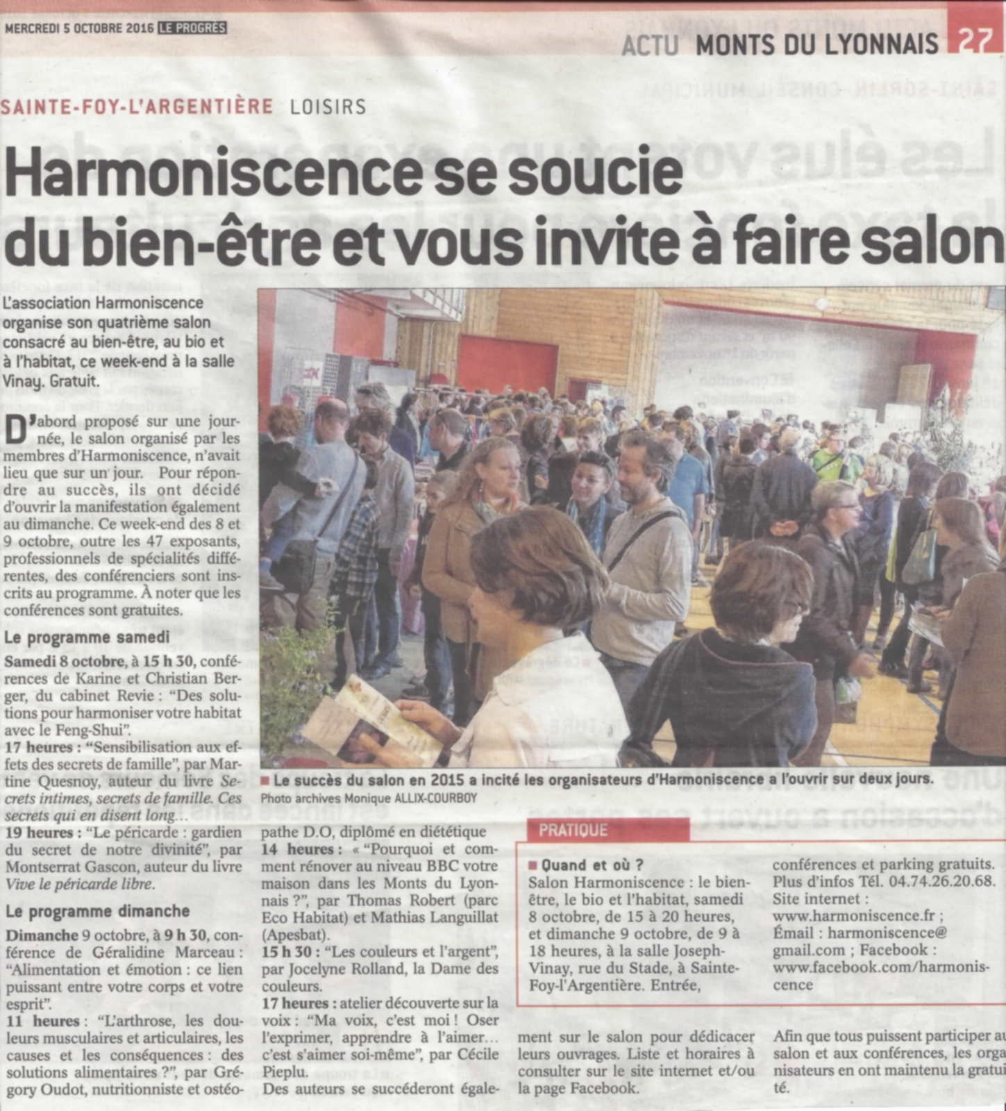 Article Le Progrès du 5 octobre 2016